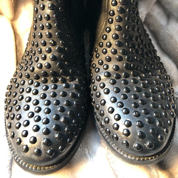 Black with black studded leather booty - Picture 4 of 6